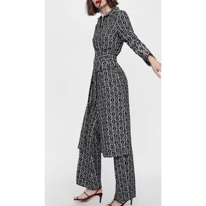 NEW Zara chain link print belted midi dress